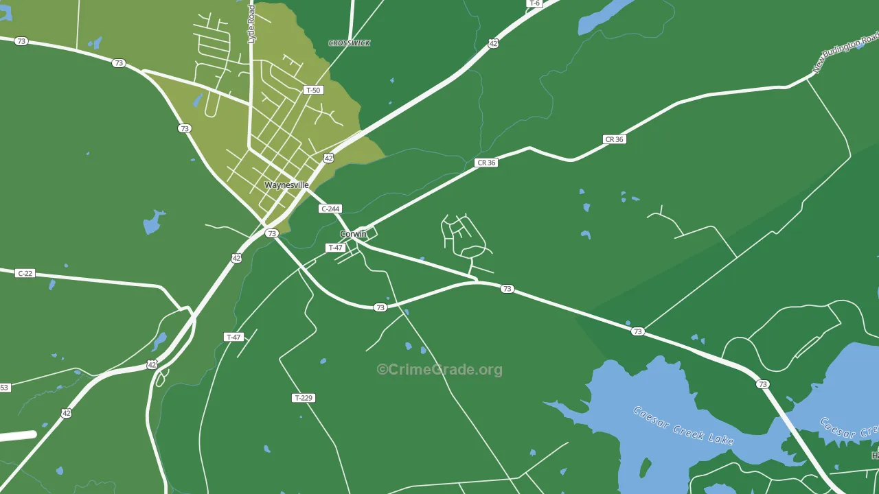 Corwin, OH Map of Drug-Related Crime Rates