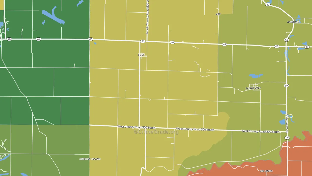Cory, IN Map of Drug-Related Crime Rates