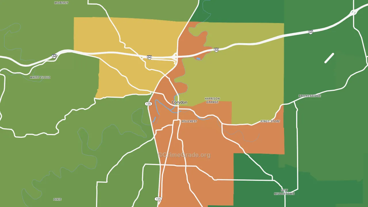 Corydon, IN Map of Drug-Related Crime Rates