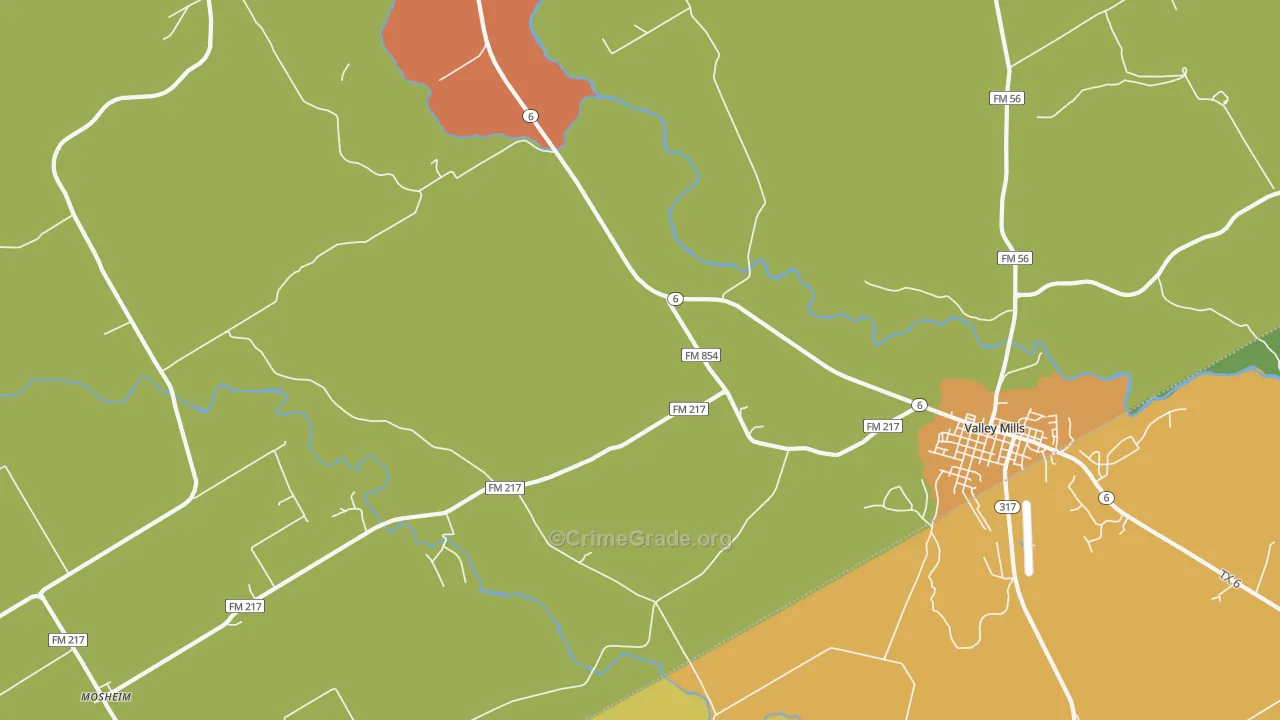 Coryell, TX Map of Drug-Related Crime Rates