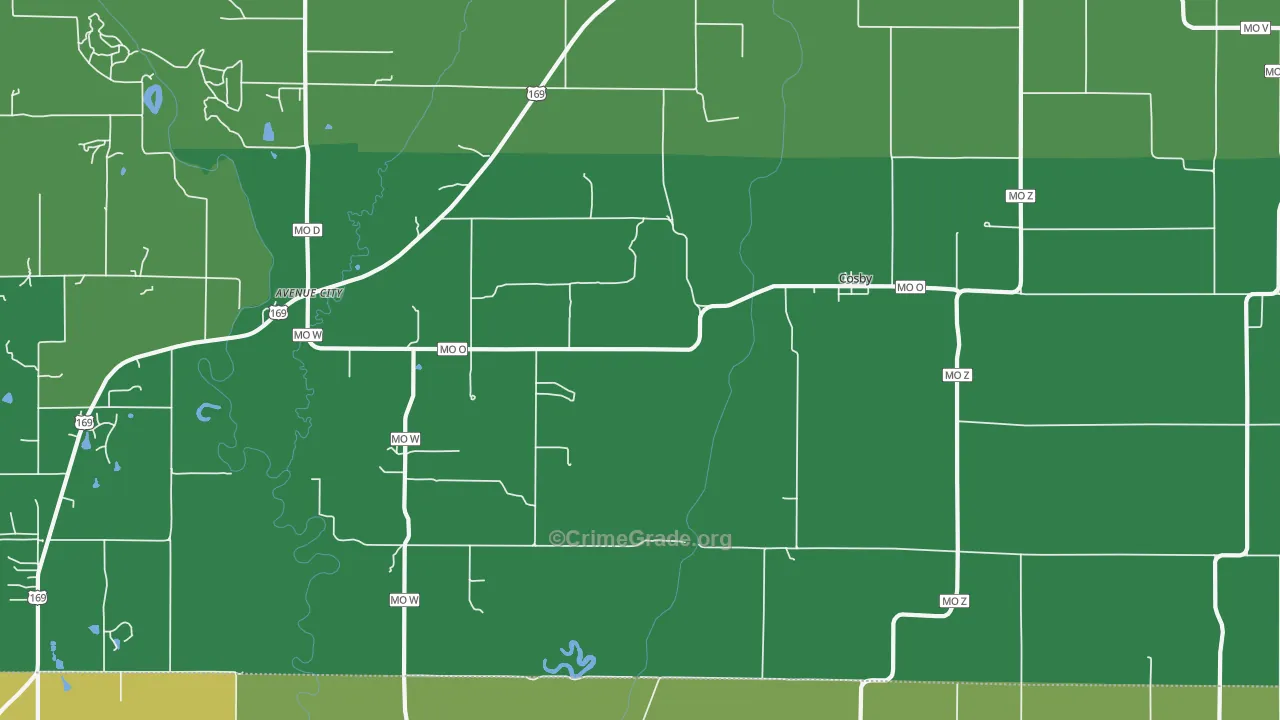 Cosby, MO Map of Drug-Related Crime Rates