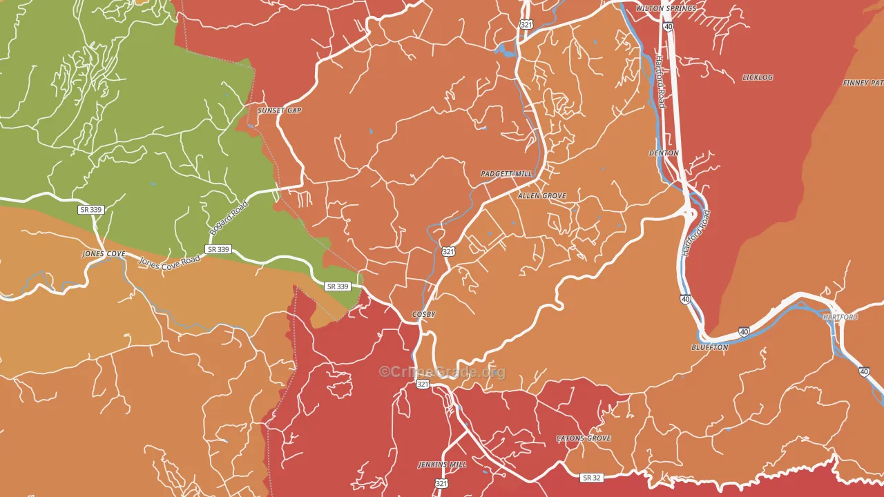 Cosby, TN Map of Drug-Related Crime Rates