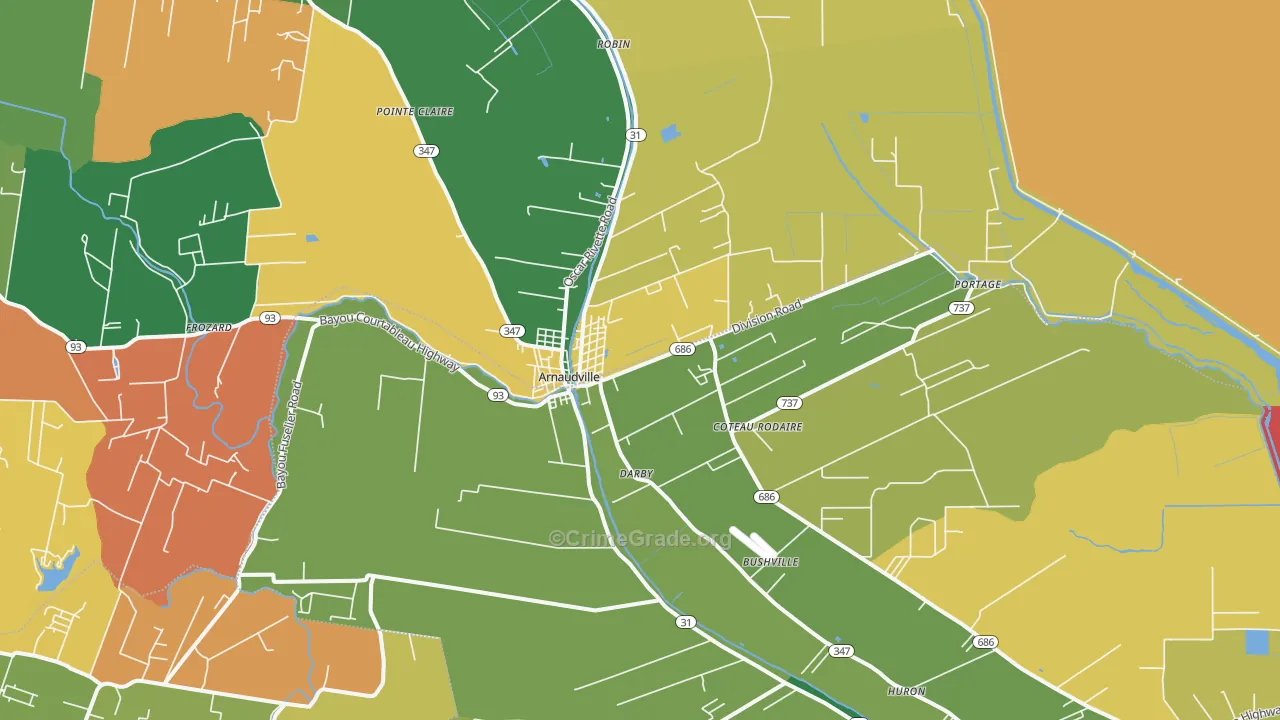Coteau Rodaire, LA Map of Drug-Related Crime Rates