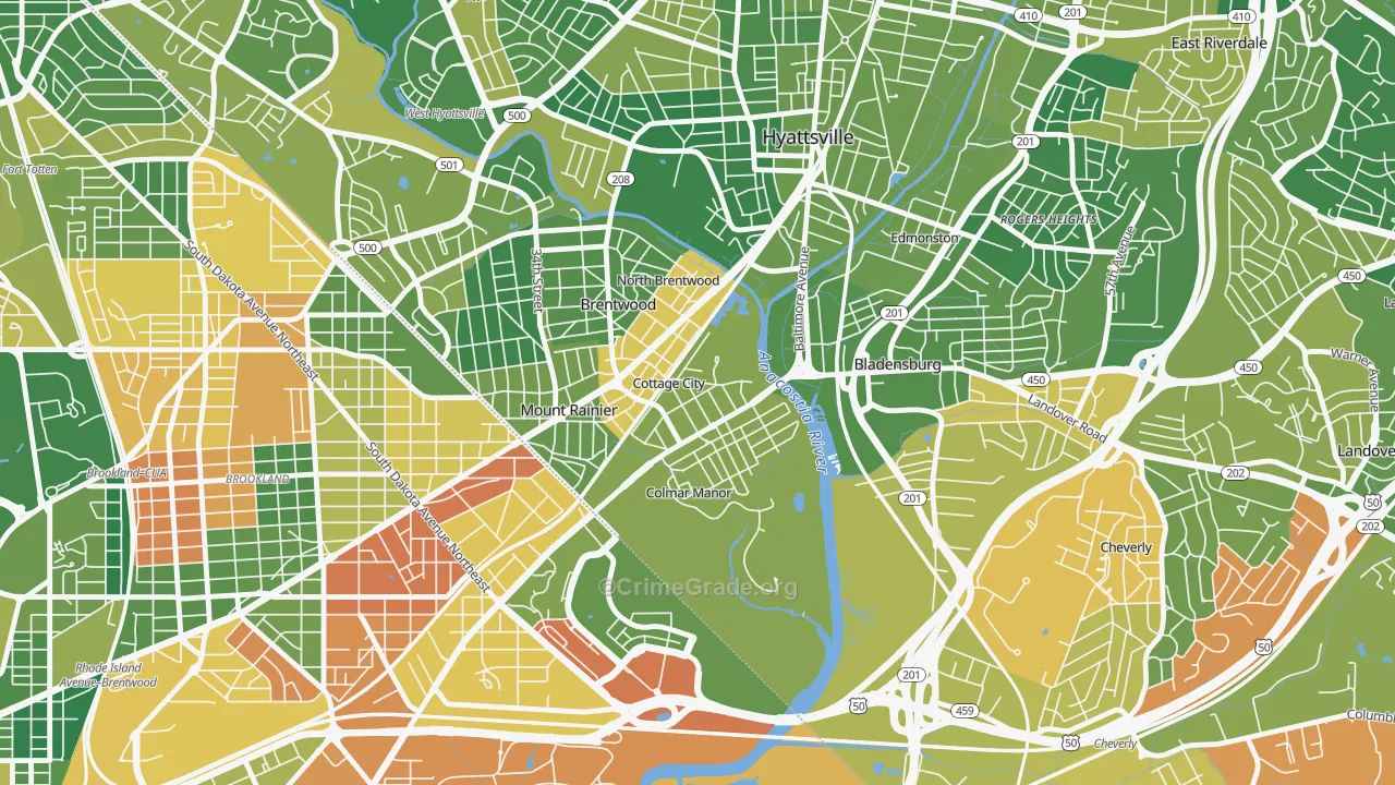 Cottage City, MD Map of Drug-Related Crime Rates