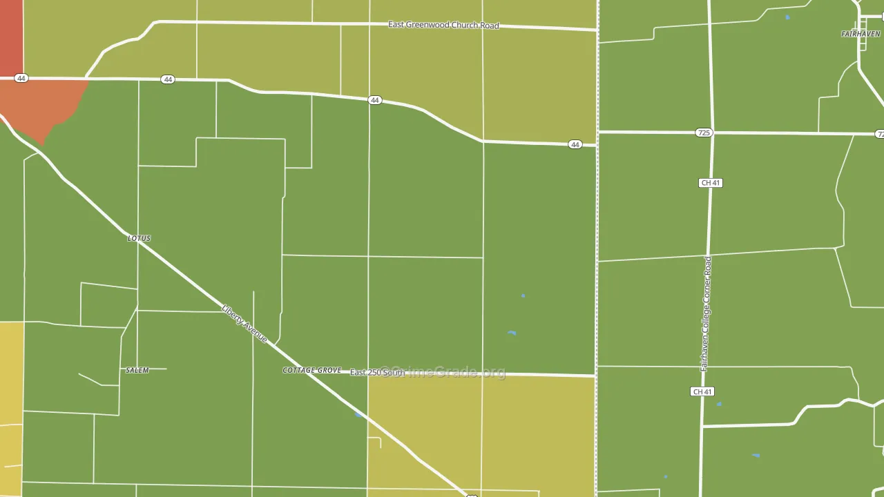 Cottage Grove, IN Map of Drug-Related Crime Rates