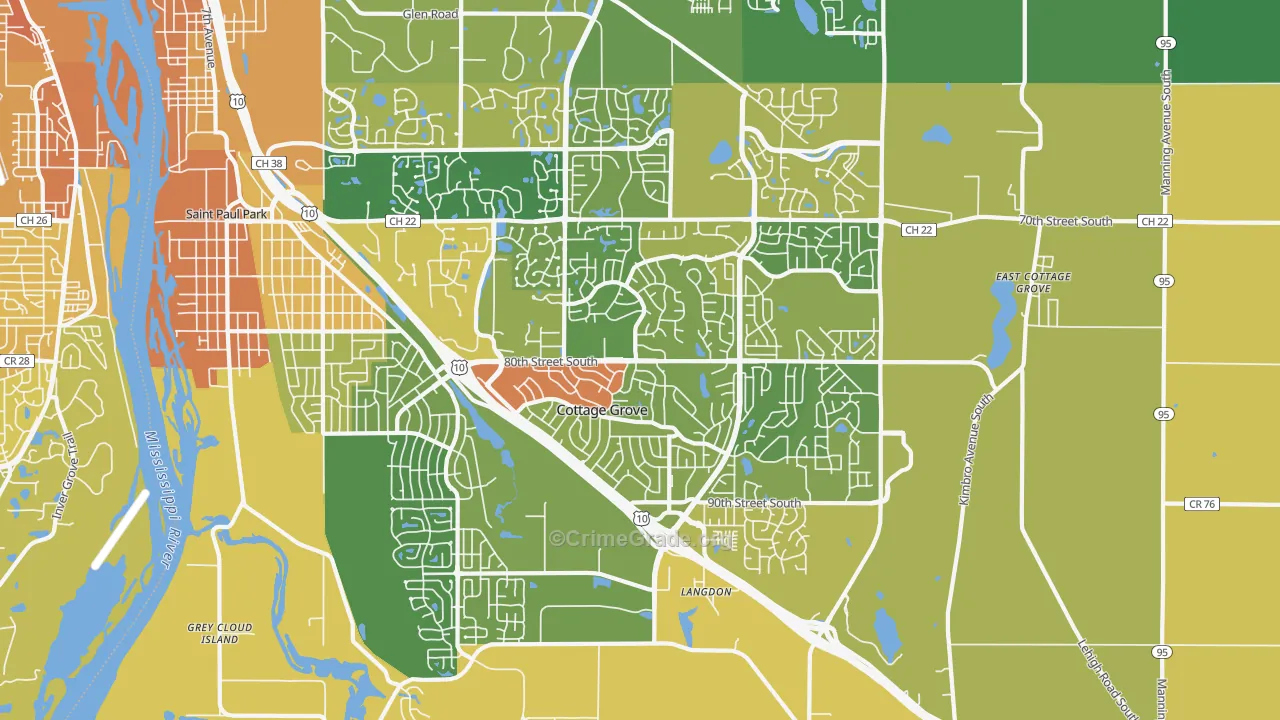 Cottage Grove, MN Map of Drug-Related Crime Rates
