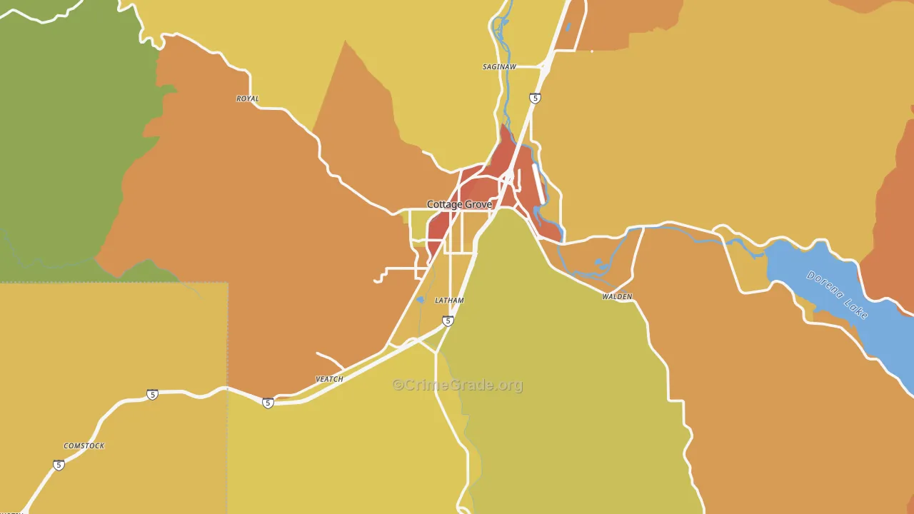 Cottage Grove, OR Map of Drug-Related Crime Rates