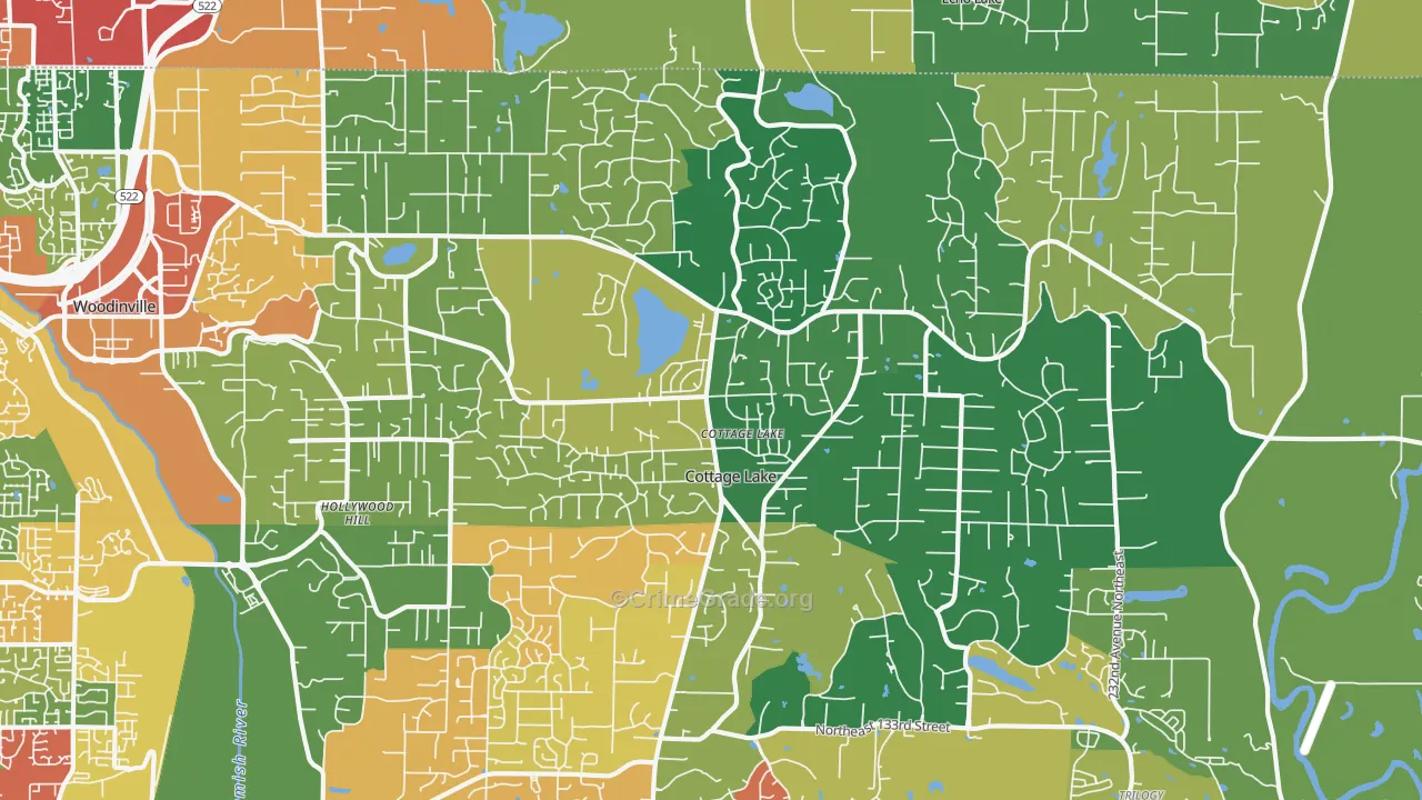 Cottage Lake, WA Map of Drug-Related Crime Rates