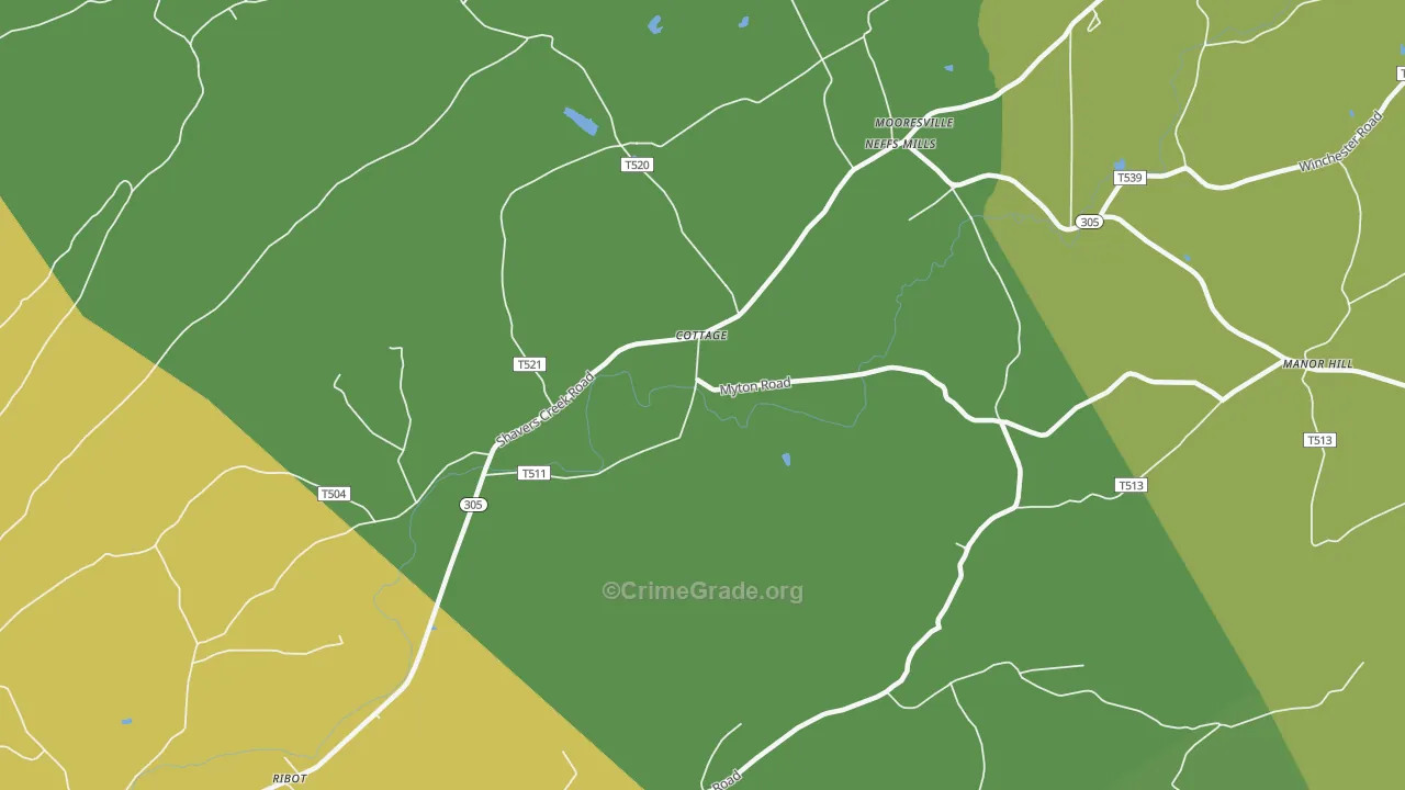 Cottage, PA Map of Drug-Related Crime Rates