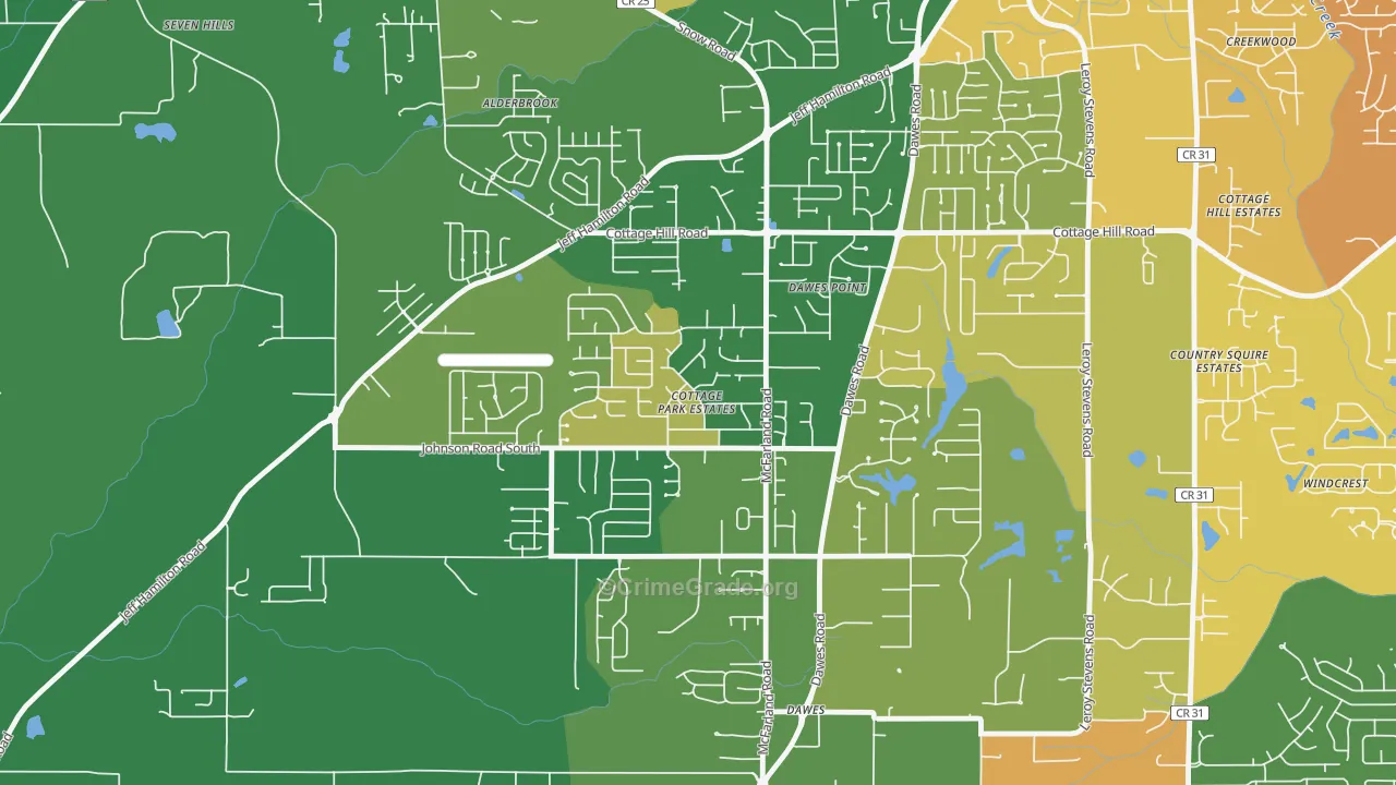 Cottage Park, Mobile, AL Map of Drug-Related Crime Rates