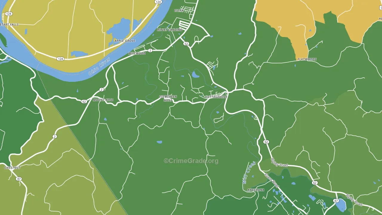 Cottageville, WV Map of Drug-Related Crime Rates