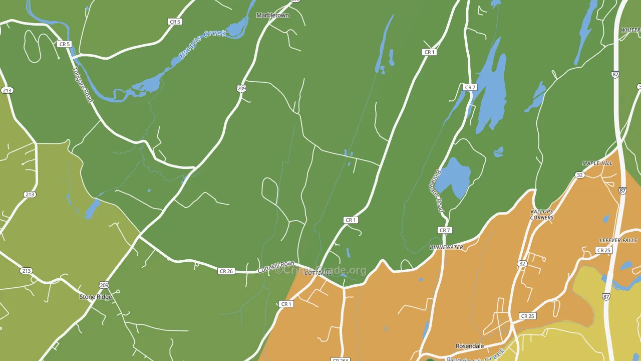 Cottekill, NY Map of Drug-Related Crime Rates
