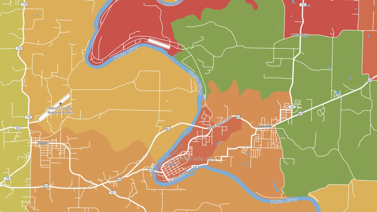 Cotter, AR Map of Drug-Related Crime Rates