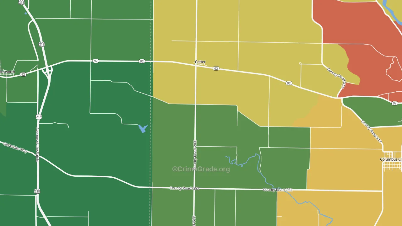 Cotter, IA Map of Drug-Related Crime Rates