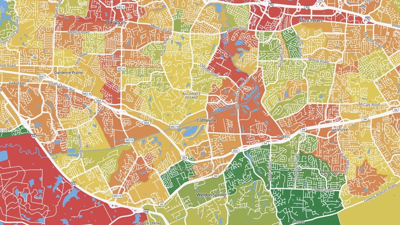 Cottleville, MO Map of Drug-Related Crime Rates