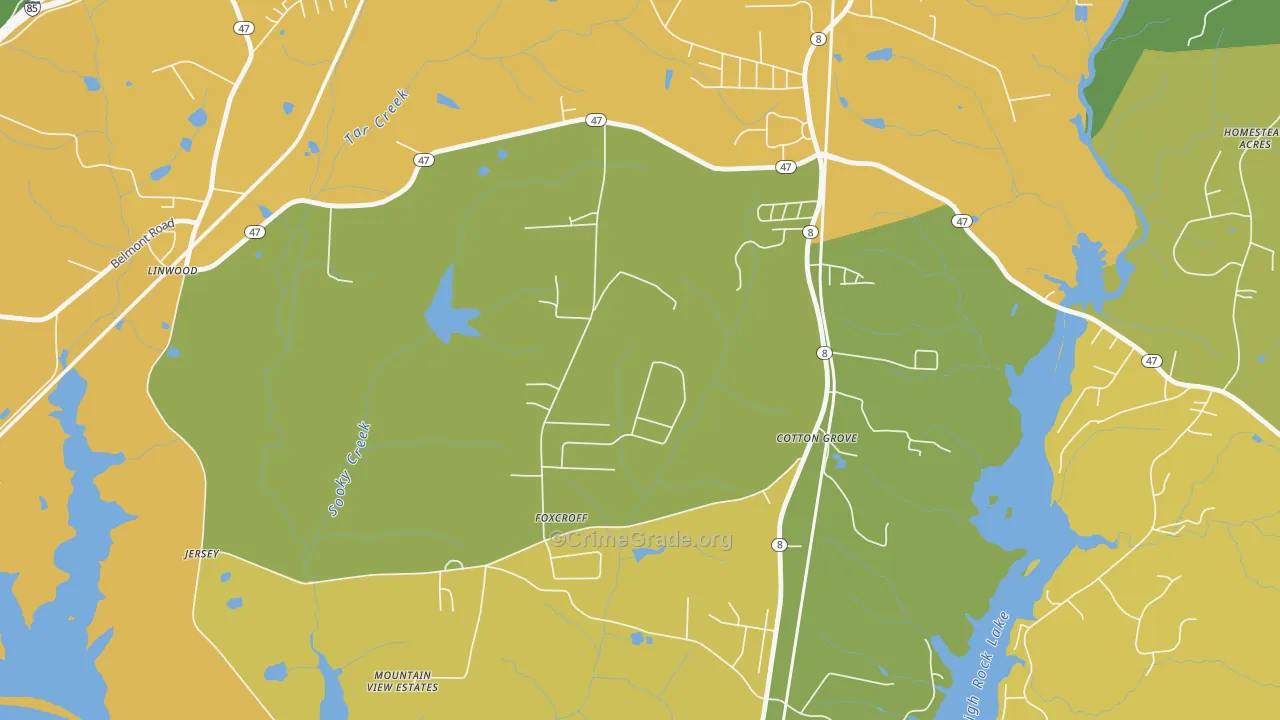 Cotton Grove, NC Map of Drug-Related Crime Rates