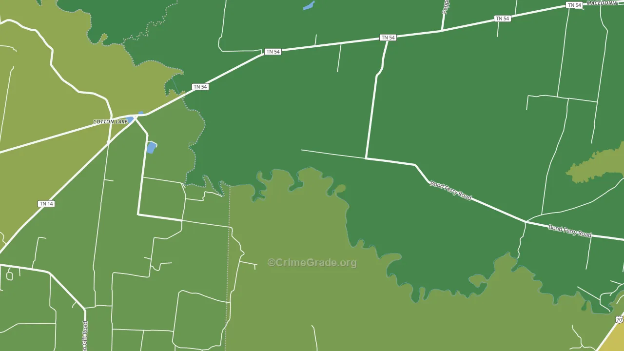 Cotton Lake, TN Map of Drug-Related Crime Rates
