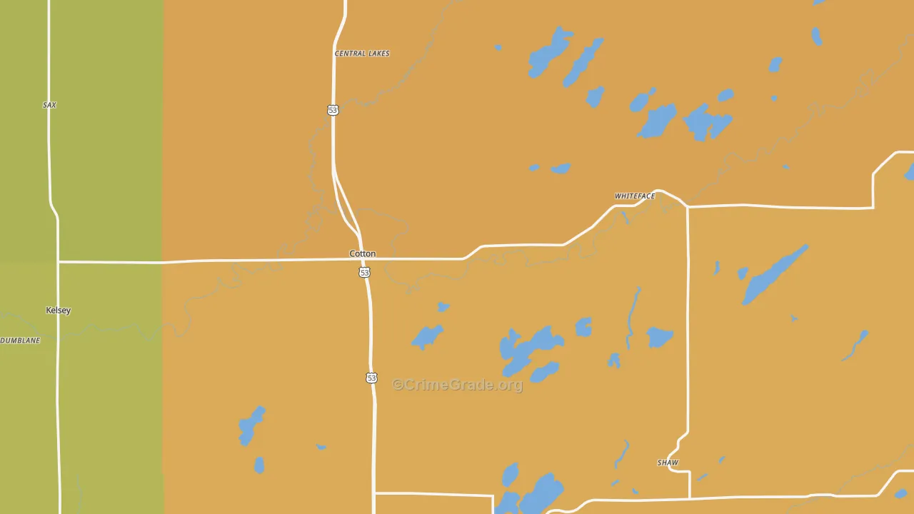 Cotton, MN Map of Drug-Related Crime Rates