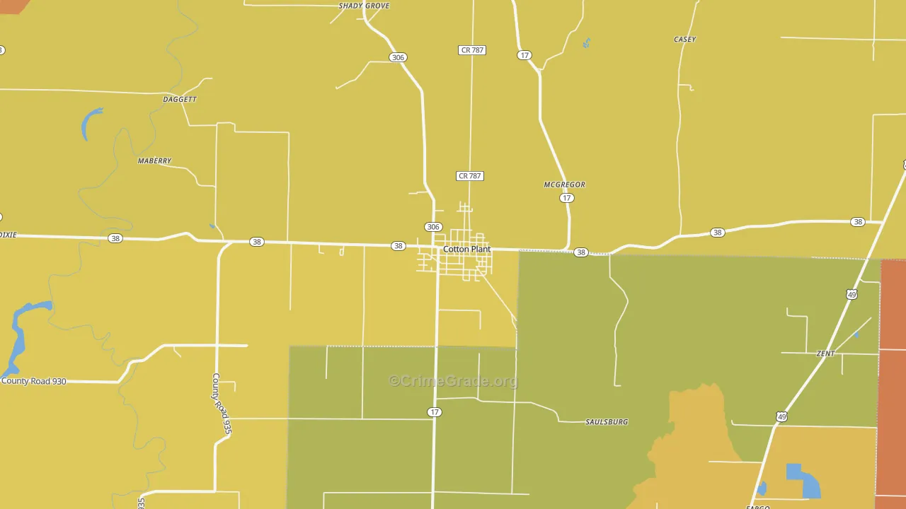Cotton Plant, AR Map of Drug-Related Crime Rates