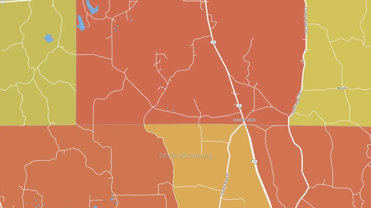 Cotton Plant, MS Map of Drug-Related Crime Rates