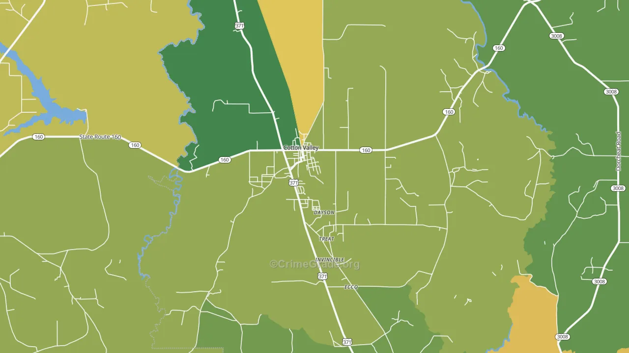 Cotton Valley, LA Map of Drug-Related Crime Rates