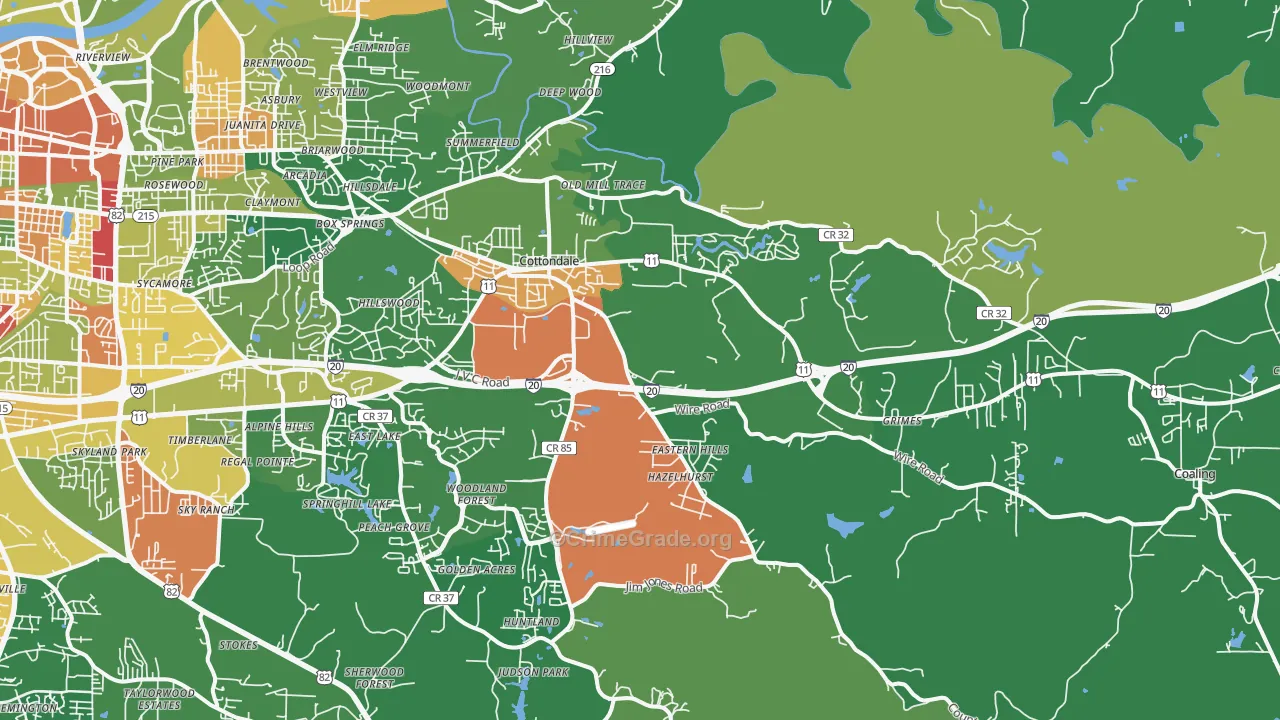 Cottondale, AL Map of Drug-Related Crime Rates