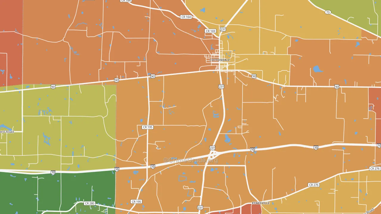 Cottondale, FL Map of Drug-Related Crime Rates