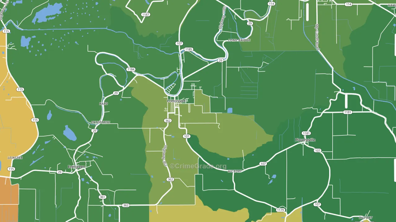 Cottonport, LA Map of Drug-Related Crime Rates
