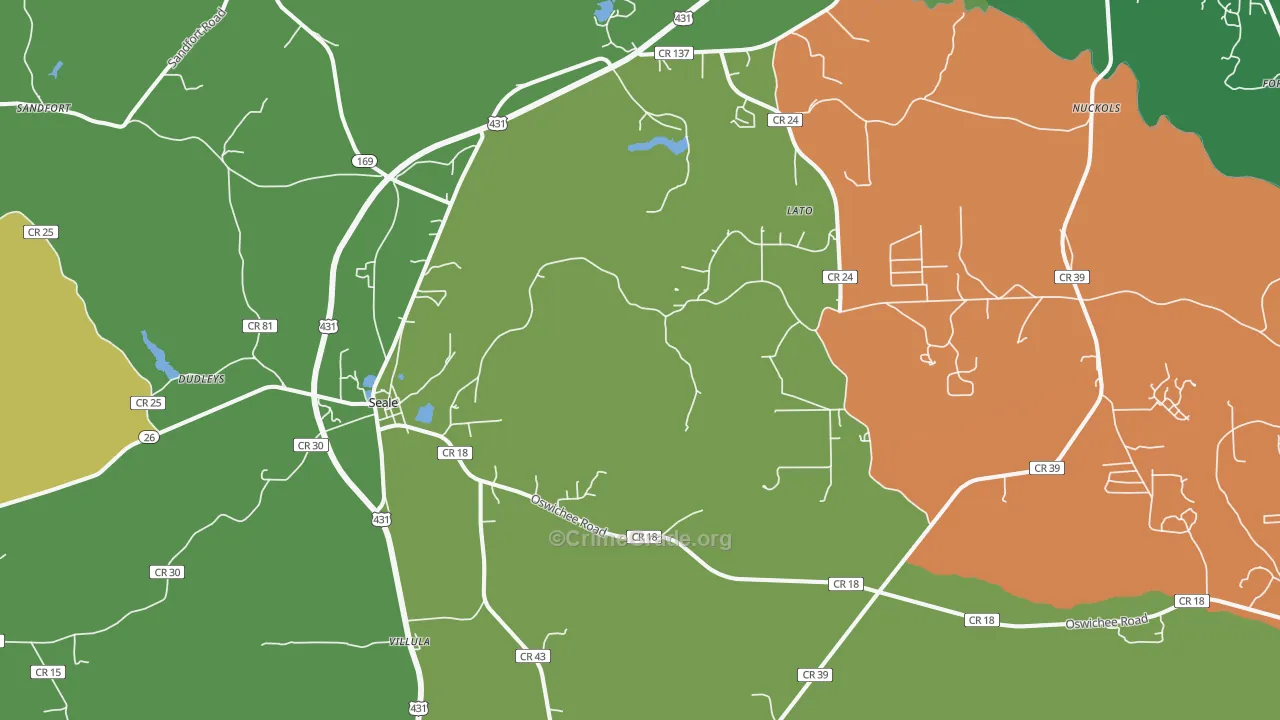 Cottonton, AL Map of Drug-Related Crime Rates
