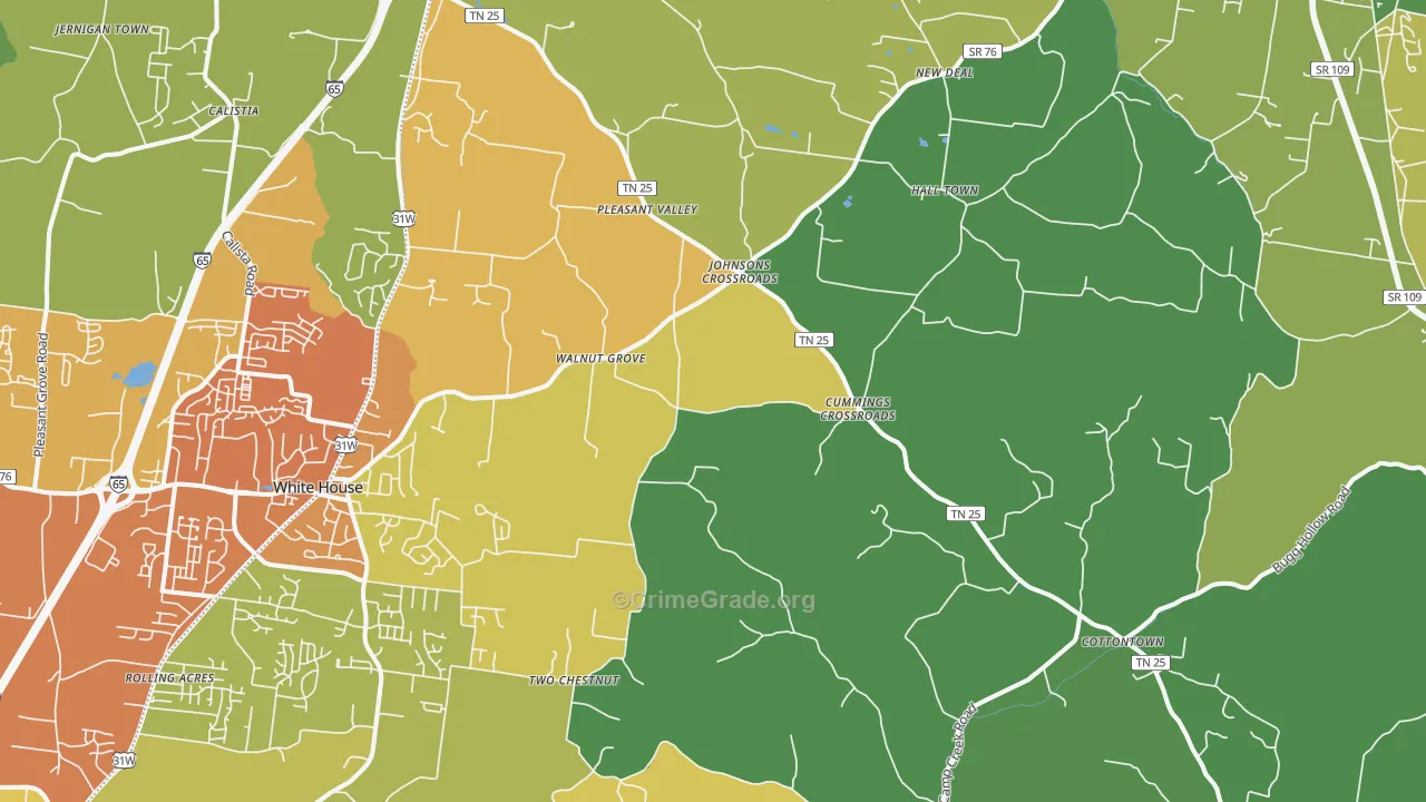 Cottontown, TN Map of Drug-Related Crime Rates