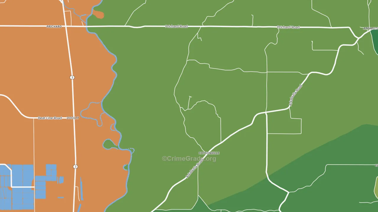 Cottonville, MS Map of Drug-Related Crime Rates