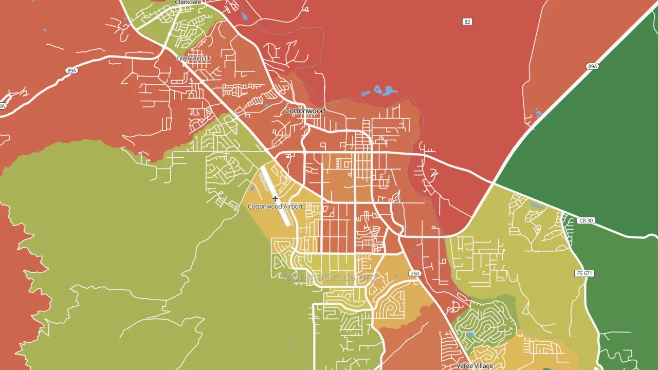 Cottonwood, AZ Map of Drug-Related Crime Rates