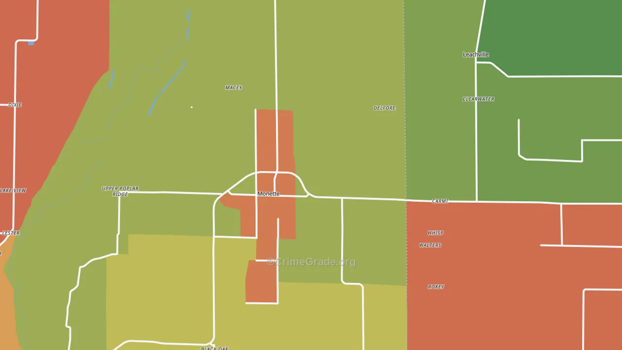 Cottonwood Corner, AR Map of Drug-Related Crime Rates