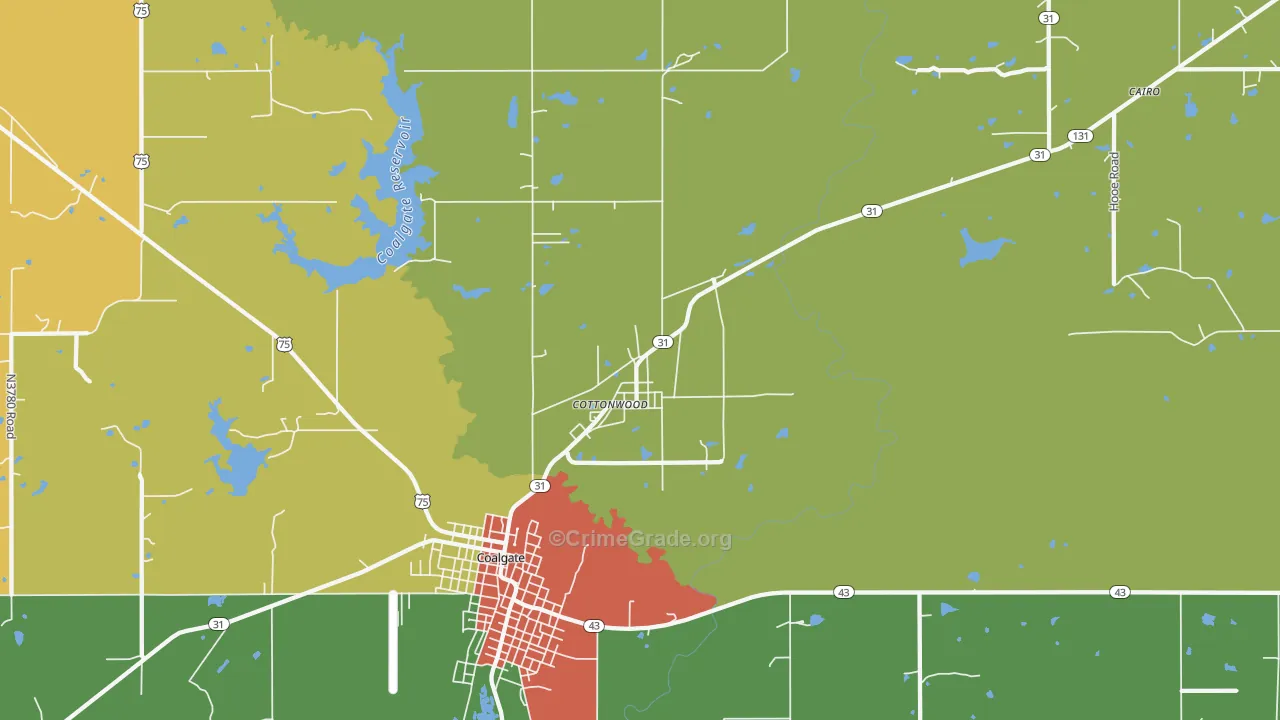 Cottonwood, OK Map of Drug-Related Crime Rates