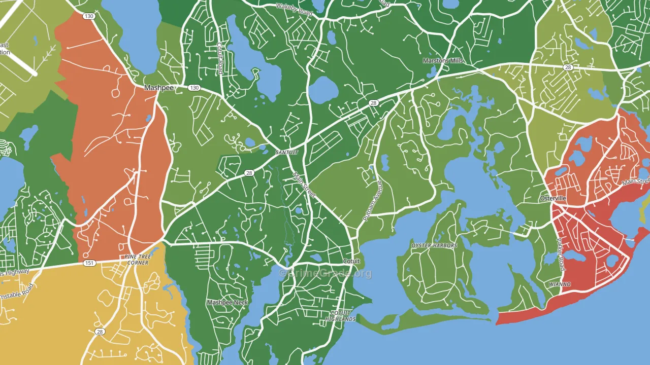 Cotuit, MA Map of Drug-Related Crime Rates