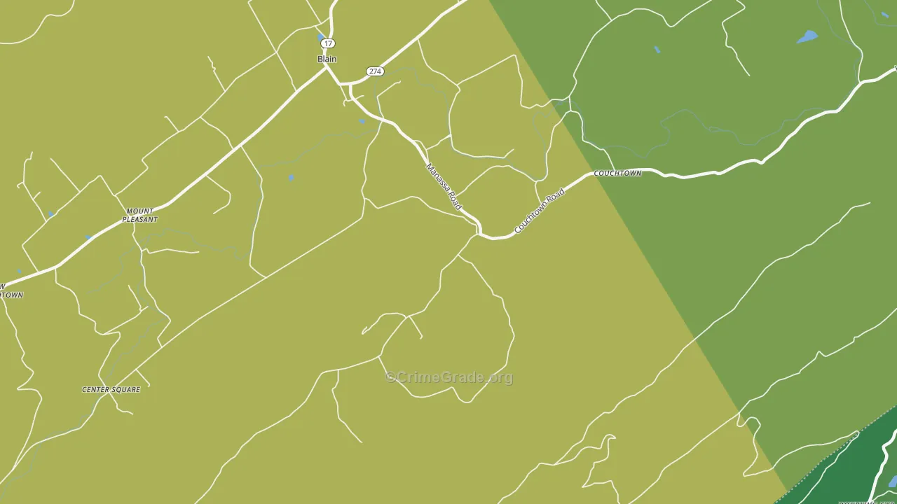 Couchtown, PA Map of Drug-Related Crime Rates
