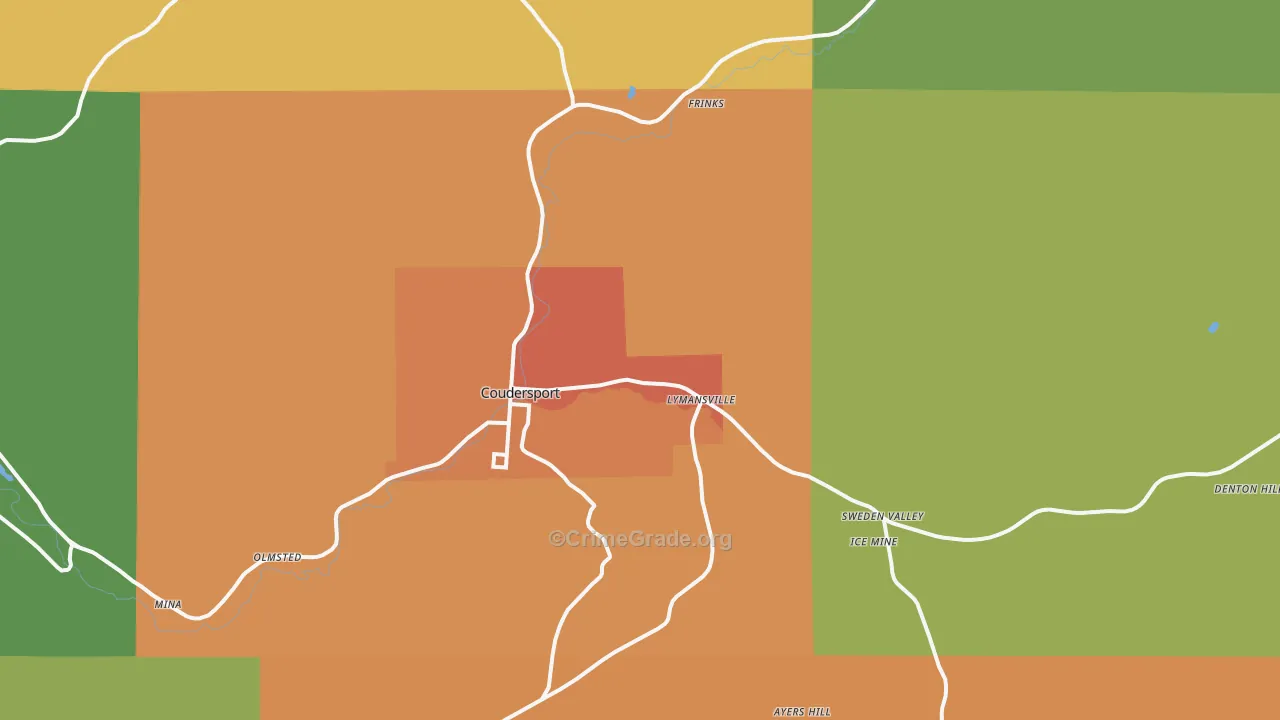 Coudersport, PA Map of Drug-Related Crime Rates