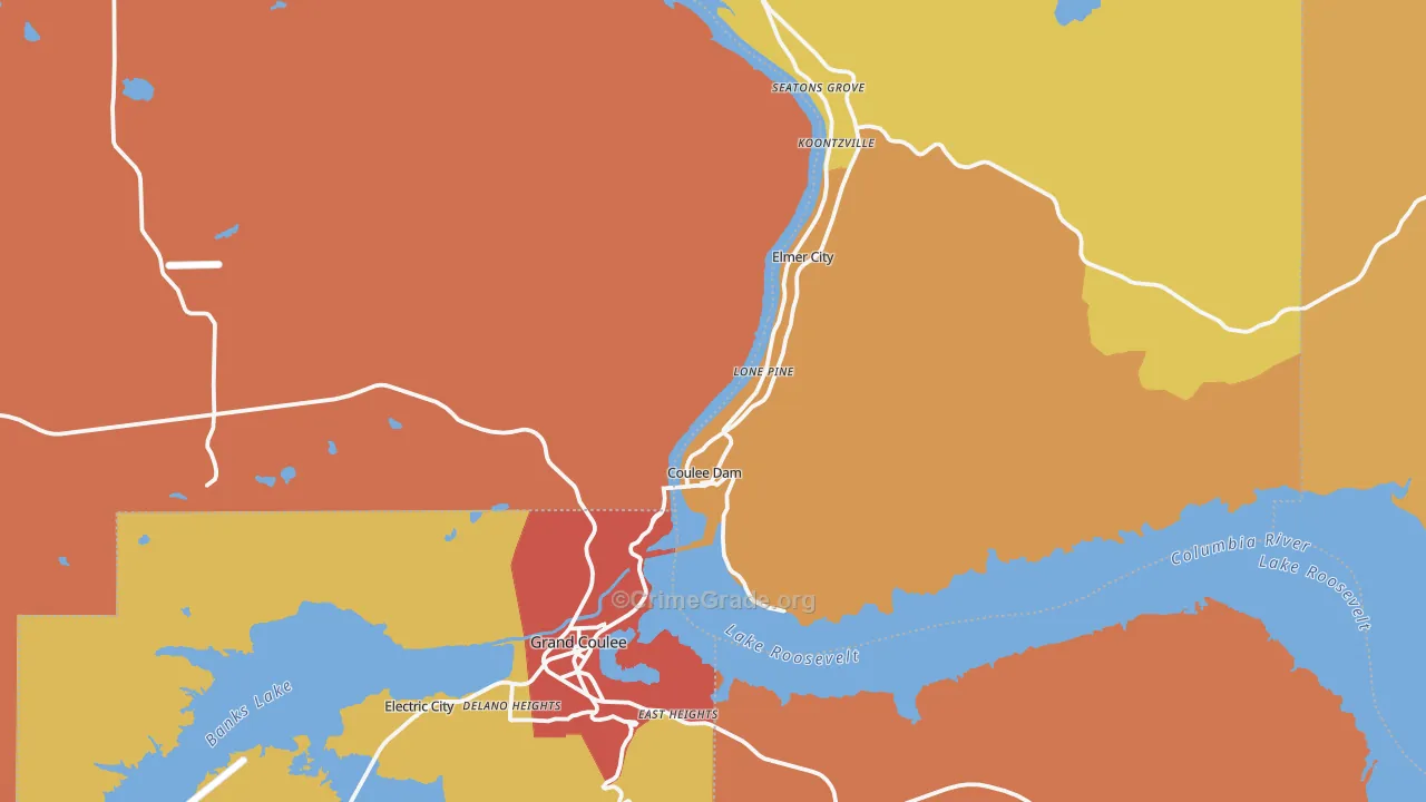Coulee Dam, WA Map of Drug-Related Crime Rates