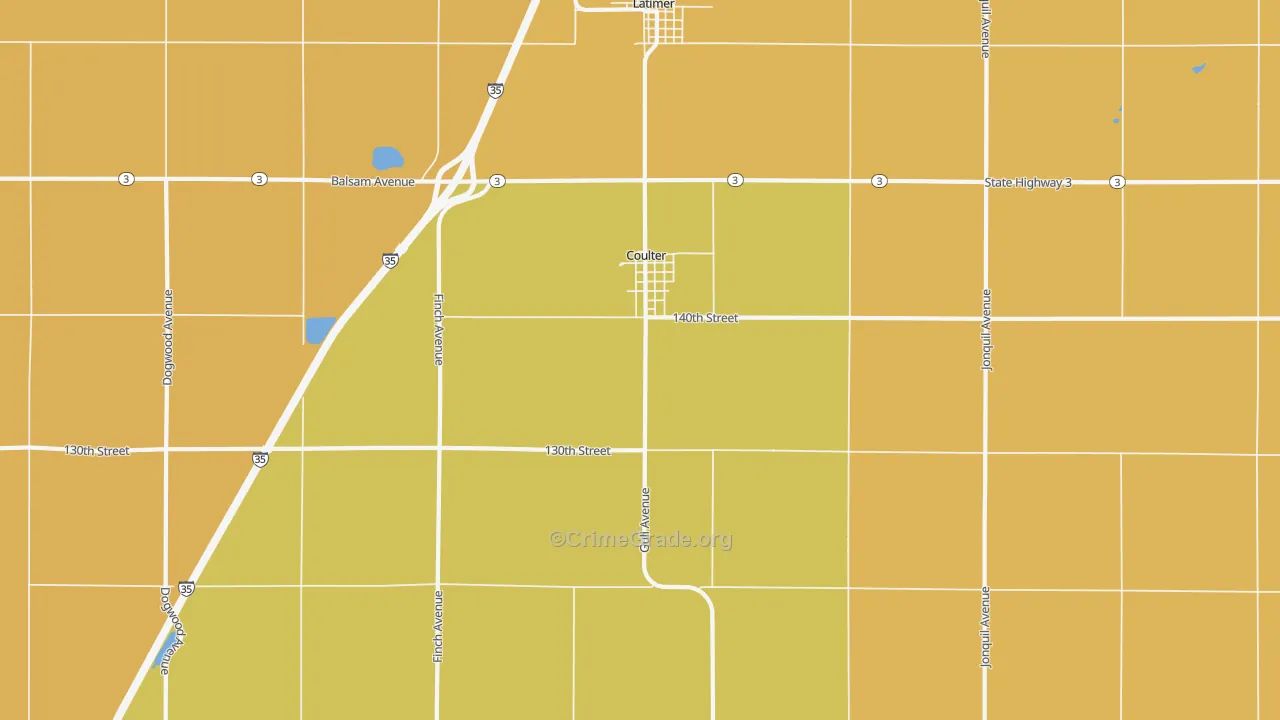 Coulter, IA Map of Drug-Related Crime Rates