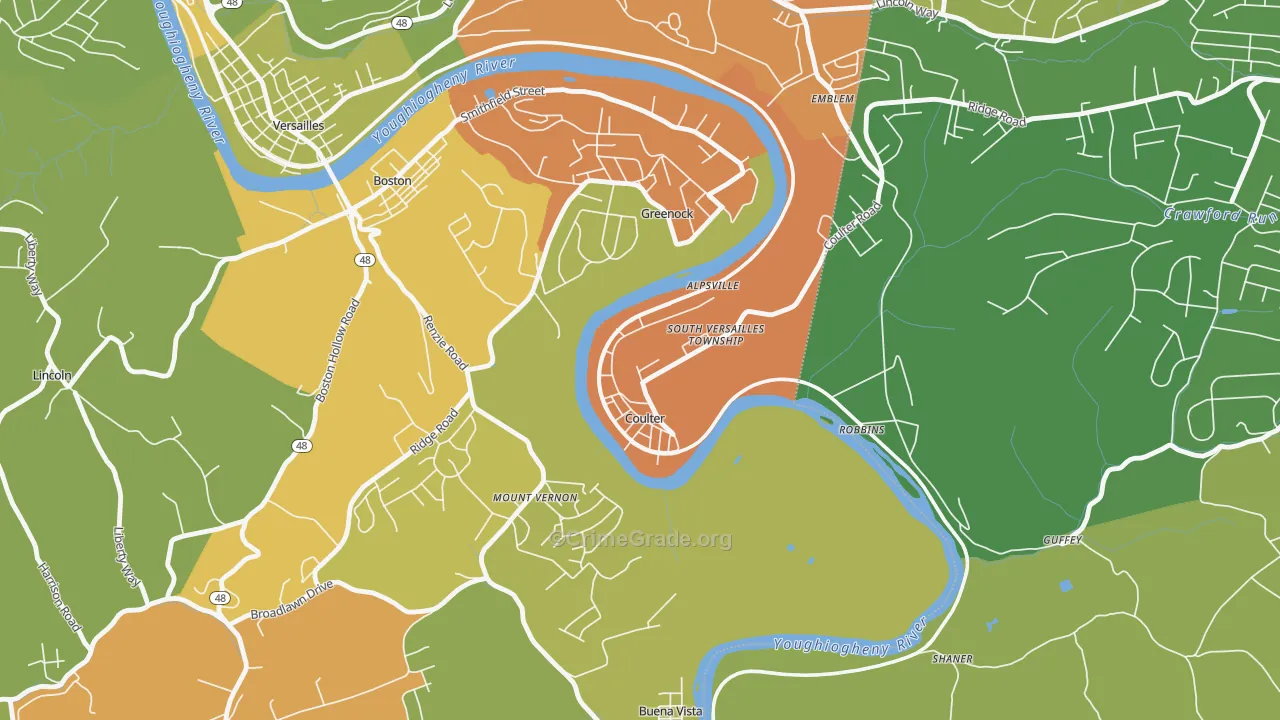 Coulters, PA Map of Drug-Related Crime Rates