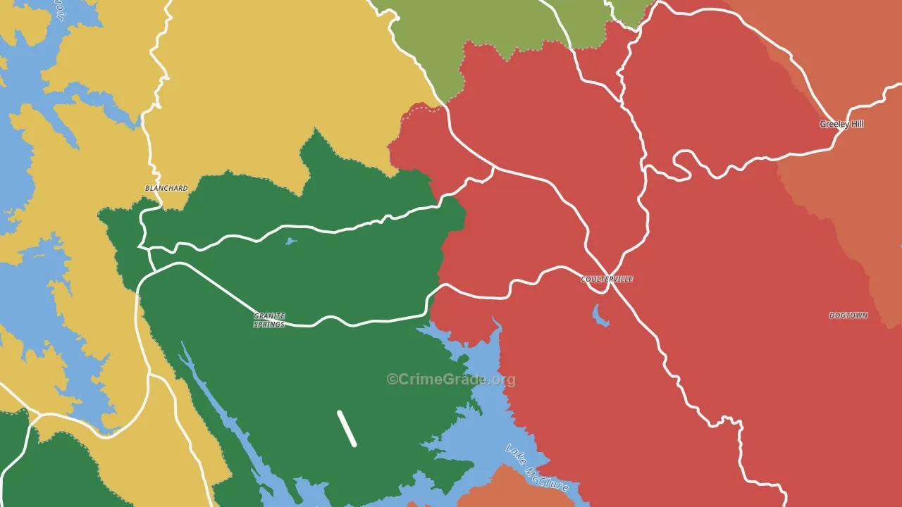 Coulterville, CA Map of Drug-Related Crime Rates