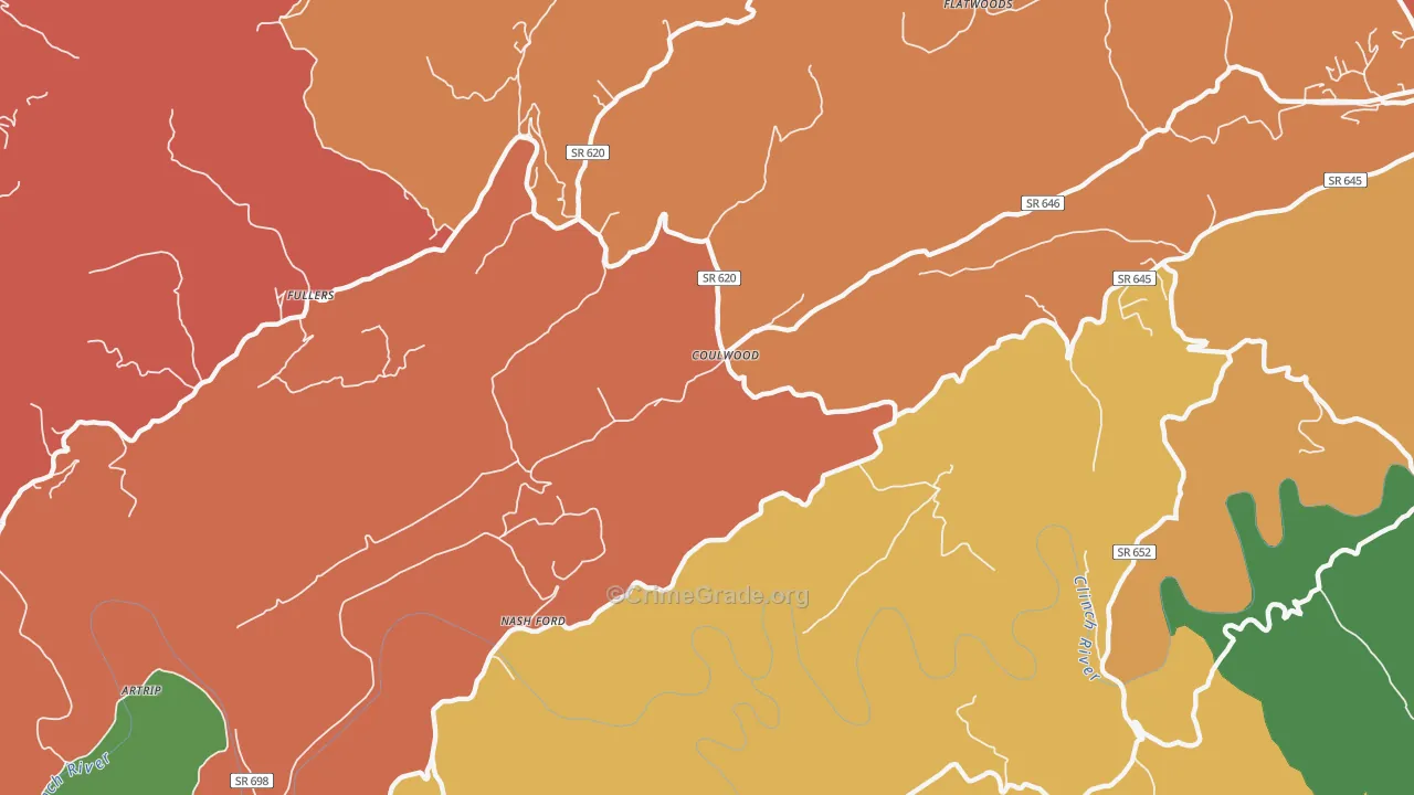 Coulwood, VA Map of Drug-Related Crime Rates