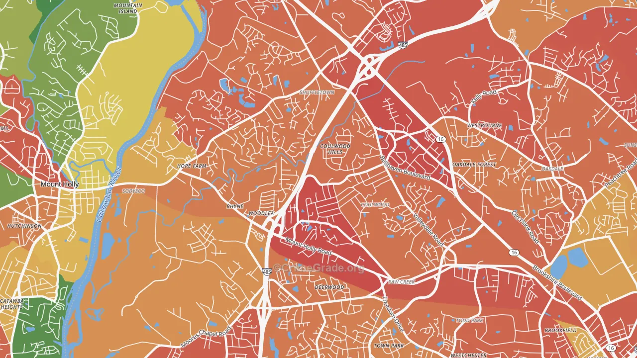 Coulwood West, Charlotte, NC Map of Drug-Related Crime Rates