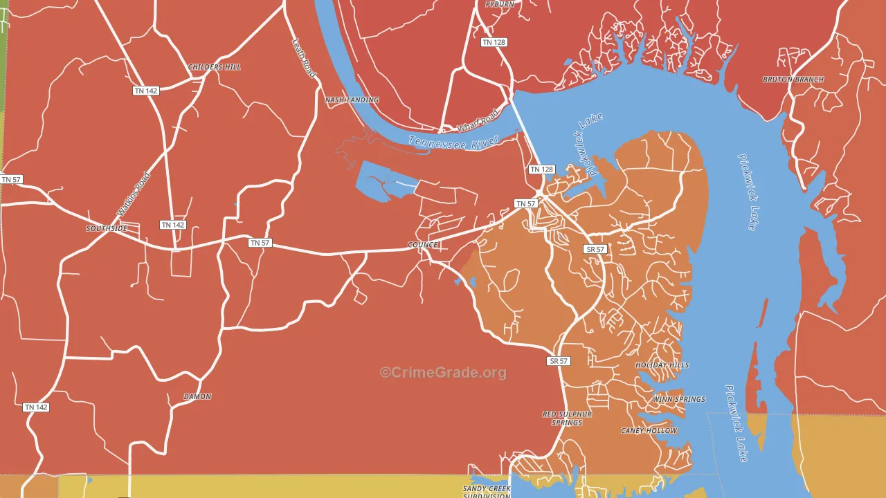 Counce, TN Map of Drug-Related Crime Rates