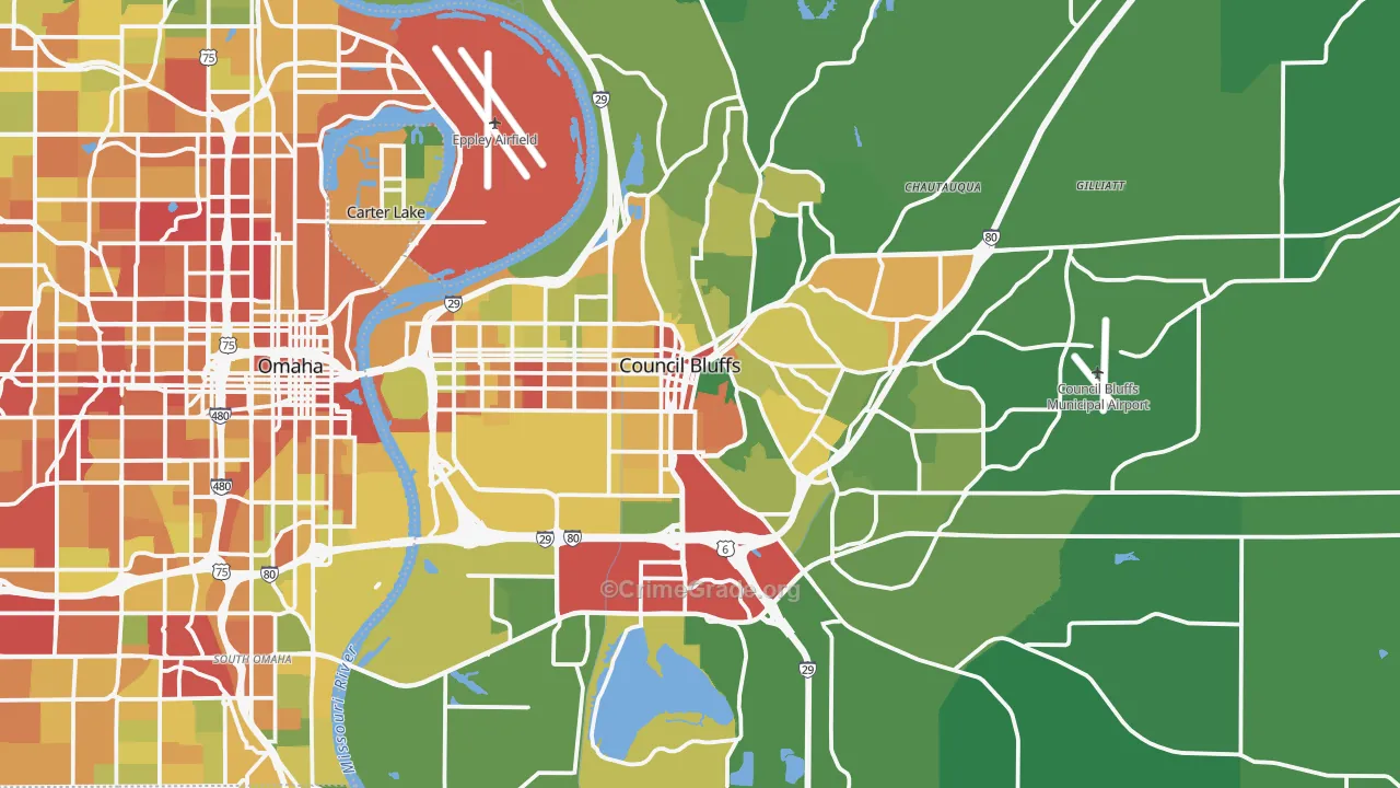 Council Bluffs, IA Map of Drug-Related Crime Rates