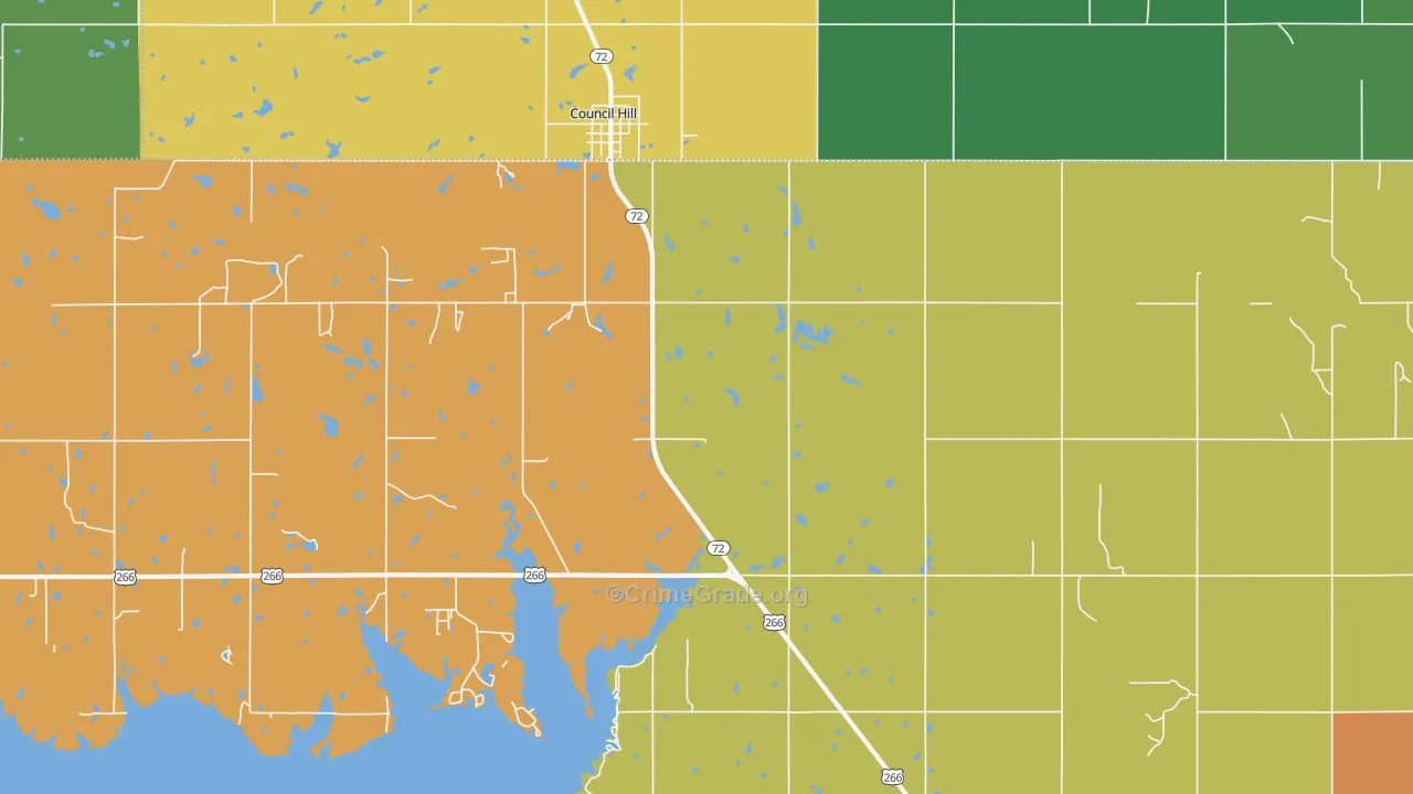 Council Hill, OK Map of Drug-Related Crime Rates