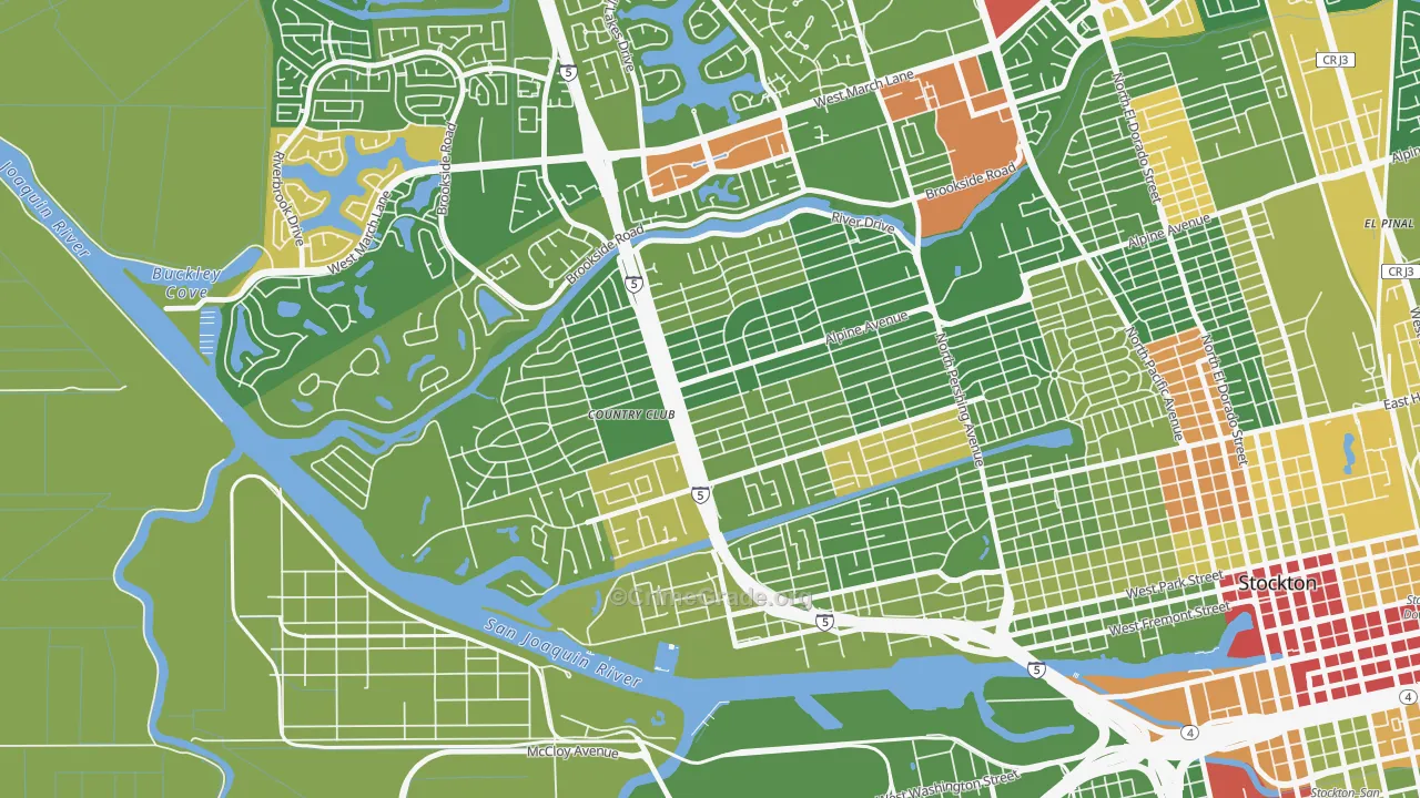 Country Club, CA Map of Drug-Related Crime Rates