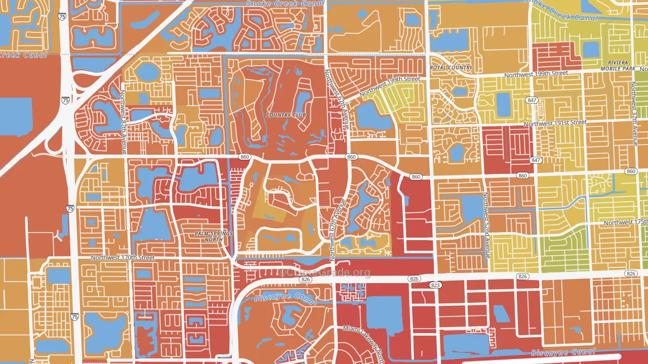 Country Club, FL Map of Drug-Related Crime Rates