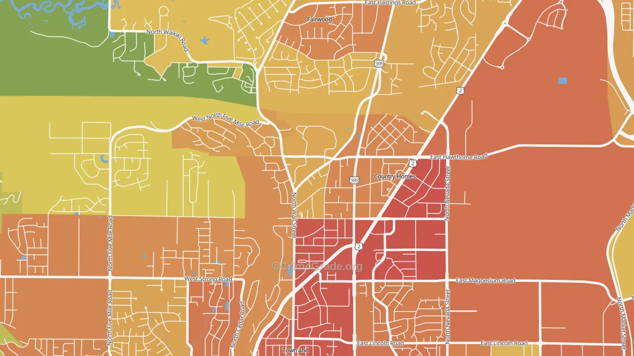 Country Homes, WA Map of Drug-Related Crime Rates