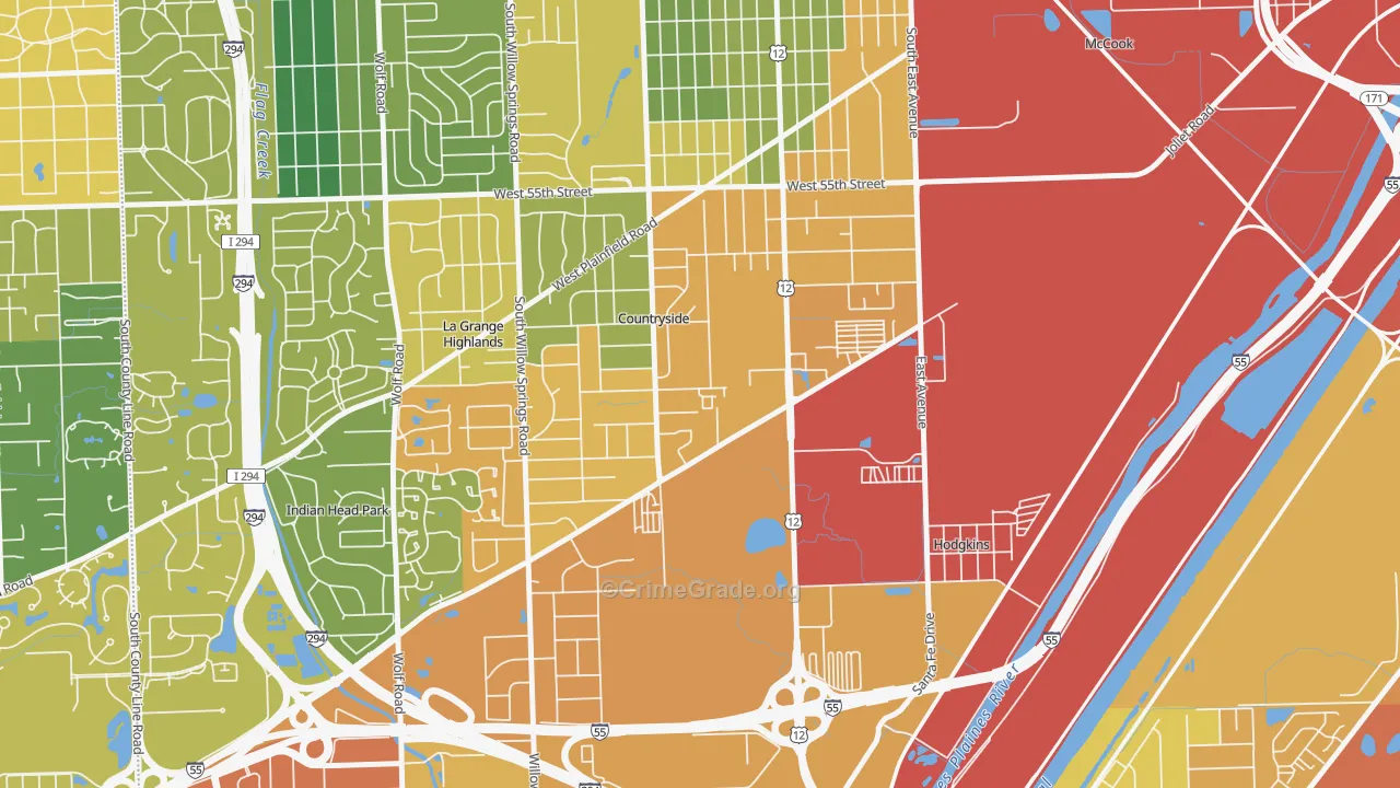 Countryside, IL Map of Drug-Related Crime Rates